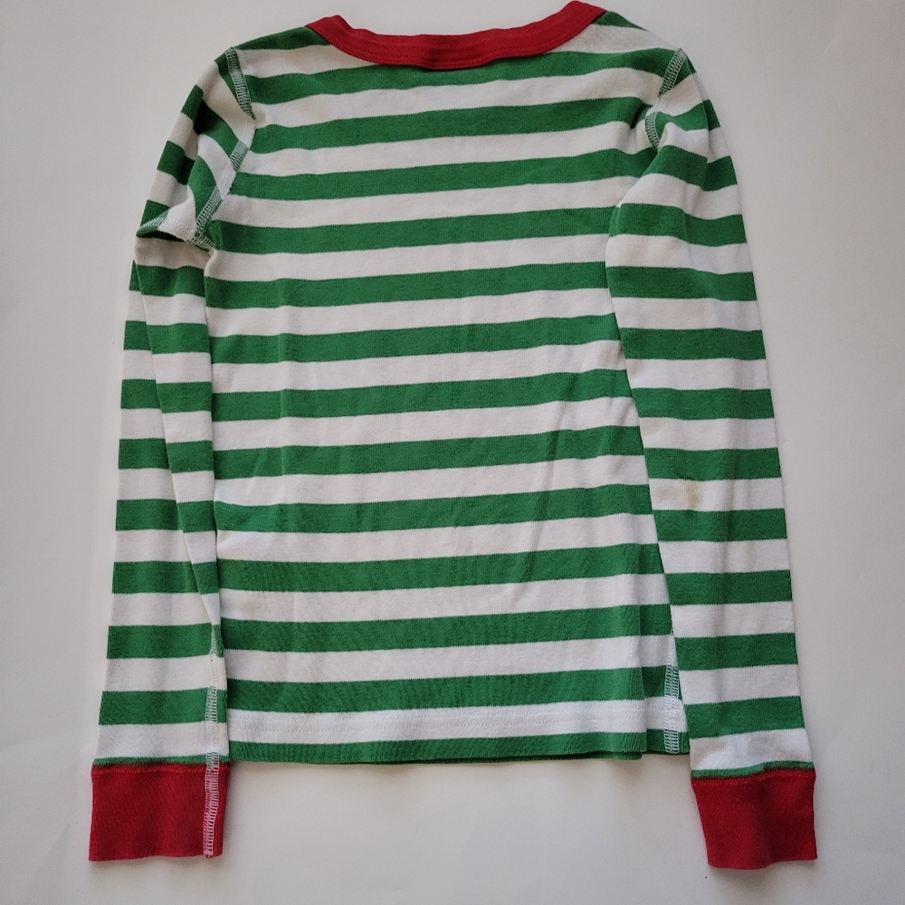 Hanna Andersson Green Striped Holiday Organic Cotton Long John Pajamas - Picture 5 of 12